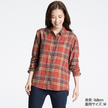 WOMEN フランネルチェックシャツ（リラックスフィット・長袖）.jpg
